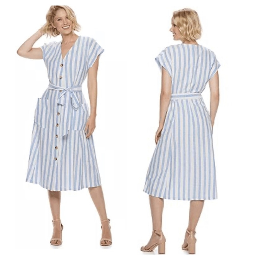 Nina Leonard Midi Length Shirt dress